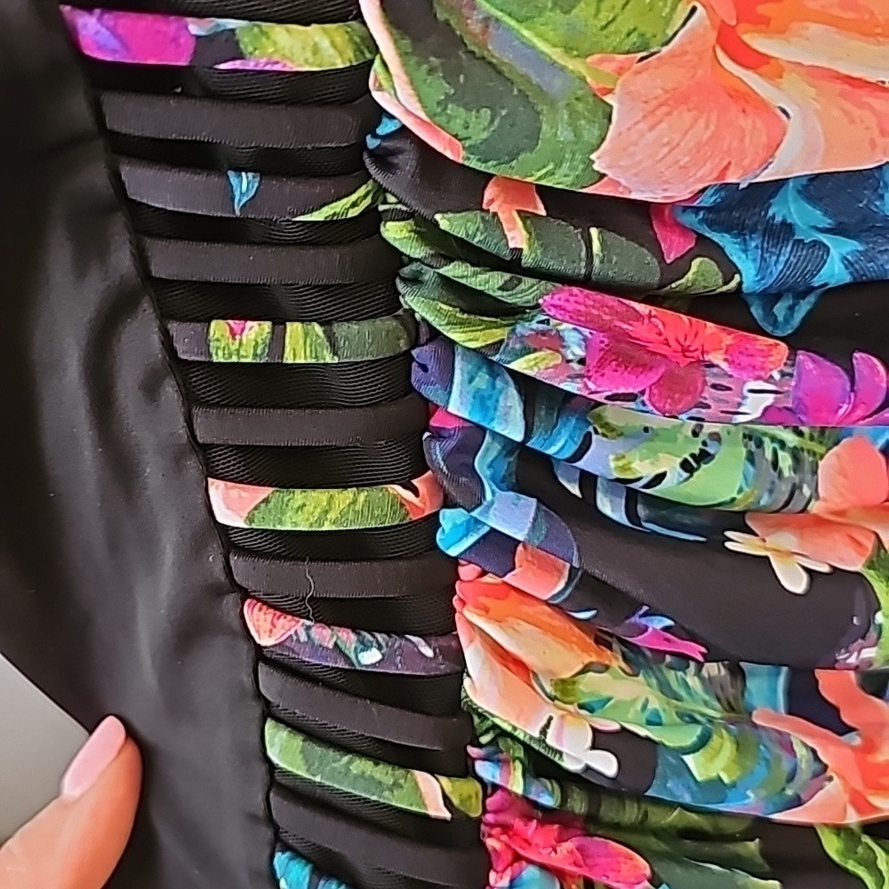 Swimsuits for All sz 34 floral tropical print 5X one piece swimsuit black SW76 - Picture 11 of 12